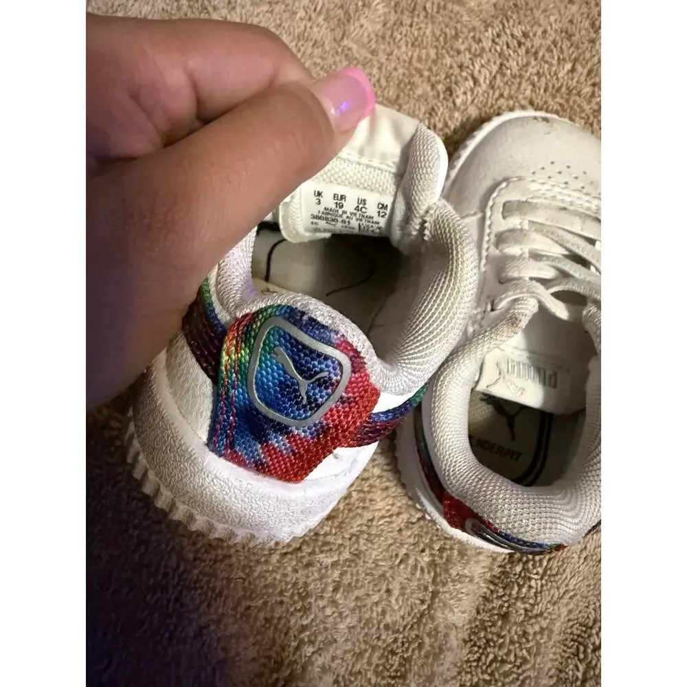 bundle- PUMA girl baby Sneakers size 4C , & blue flower shoes size 3C